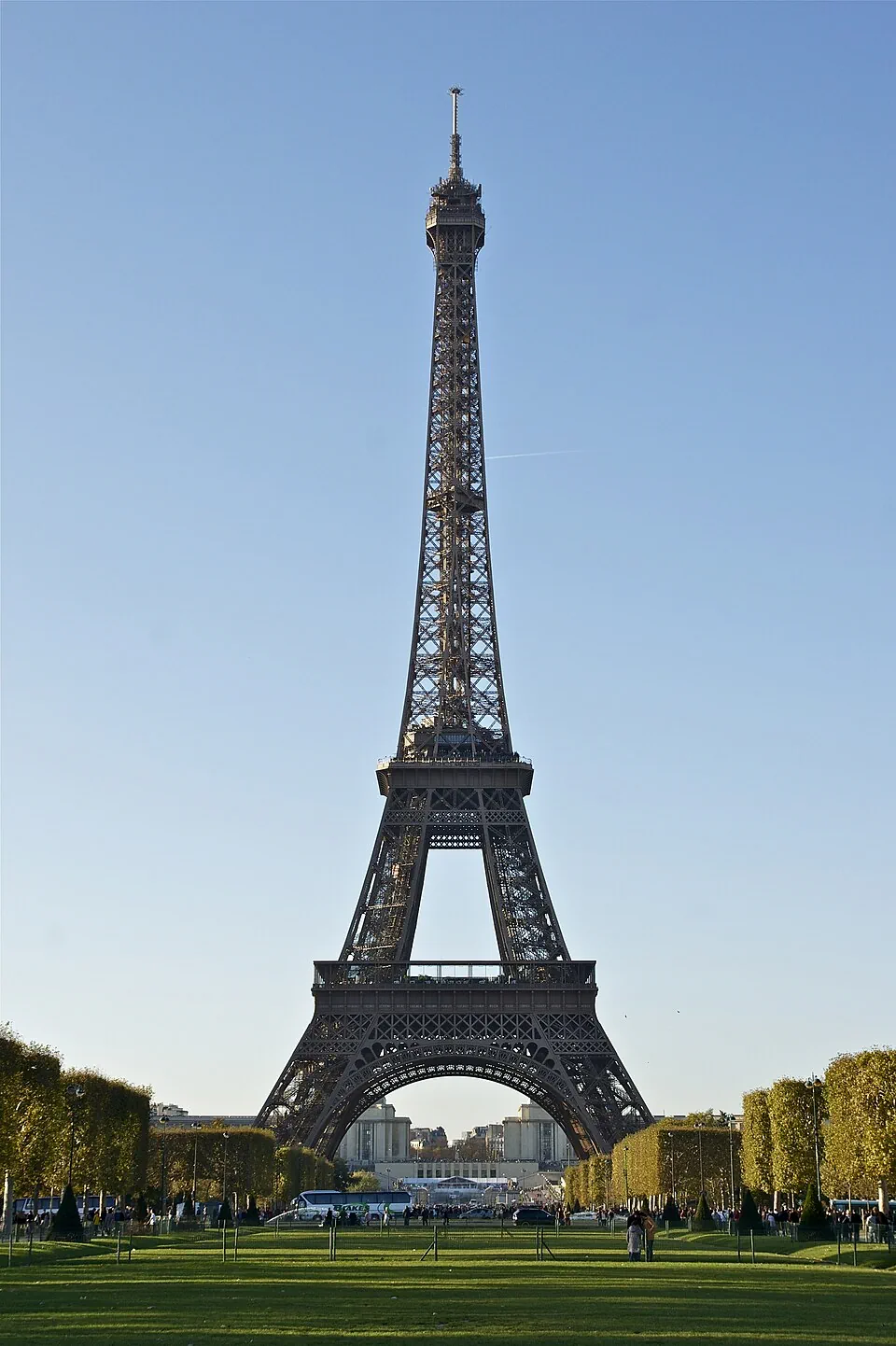 The Eiffel Tower by day, seen from the Champ de Mars
